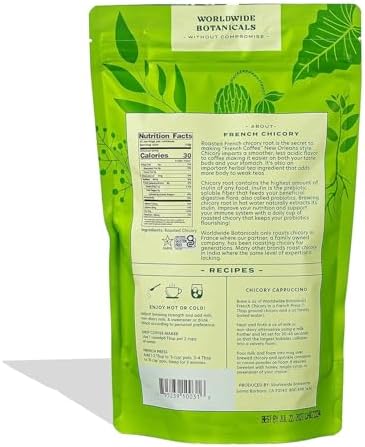 Worldwide Botanicals French Chicory Root, 1 Pound - Brew Like Coffee, Blend Roasted Chicory Root With Coffee, Prebiotic, Acid Free, Caffeine Free, Kosher