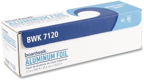 Boardwalk BWK 7120 500' Length, 12" Width, 20 Micron Thickness Heavy-Duty Aluminum Foil Roll