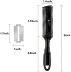 Maitys 3 Pcs Haircut Razor Comb Hair Cutting Comb with 12 Replacement Blades Double Edge Shaper for Salon & Home Styling Split Ends Trimmer Styler for Thick and Thin Hair(Black)