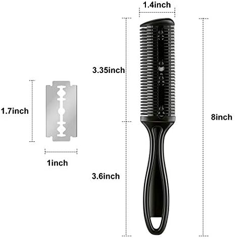 Maitys 3 Pcs Haircut Razor Comb Hair Cutting Comb with 12 Replacement Blades Double Edge Shaper for Salon & Home Styling Split Ends Trimmer Styler for Thick and Thin Hair(Black)