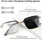 Smart Zoom Reading Glasses with Progressive Multi-Focus, Auto Focus Self Adjusting, Photochromic Lenses for Men & Women