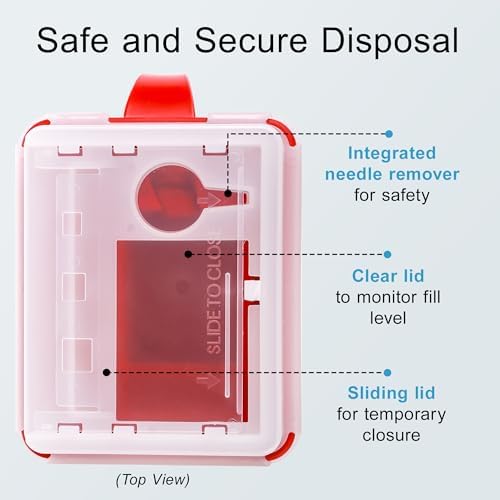 Sharps Container Small - Sharps Containers for Home Use and Labs - Portable Needle Disposal and Travel Size Biohazard Bin - 2 Quart (Pack of 5)