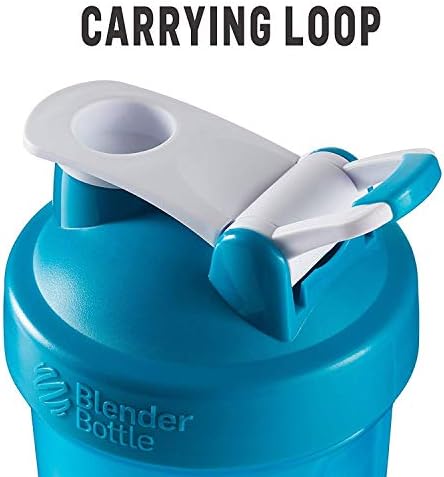 BlenderBottle Classic Loop Top Shaker Bottle, 20-Ounce (Clear| Teal lid)
