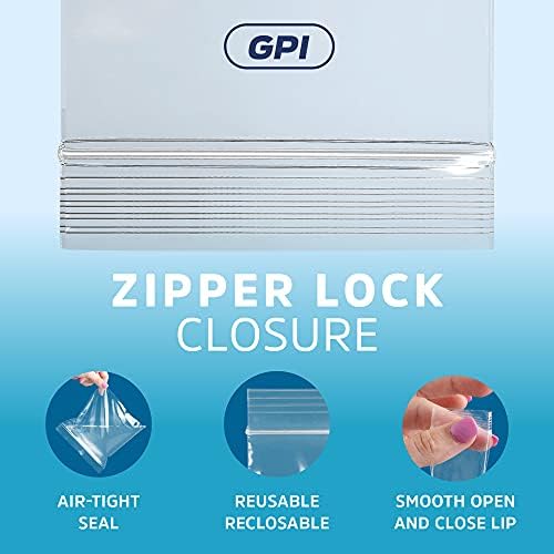 GPI - 6 Mil, Extra Heavy-Duty, 3" x 5" Clear Plastic Reclosable Zip Bags, Puncture-Resistant, Strong Resealable Poly Bags, With Lock Zipper Seal, For Screws, Nuts, Bolts & Constuction, 100 Count