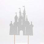 Flairs New York Happy Birthday Decorations Cake Toppers Party Props (Pack of 1 Cake Topper, Silver Glitter Princess Castle)