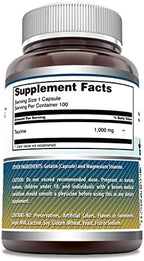 Amazing Formulas Taurine Amino Acid Supplement | 1000 Mg per Serving | 100 Capsules | Non-GMO | Gluten-Free | Made in USA