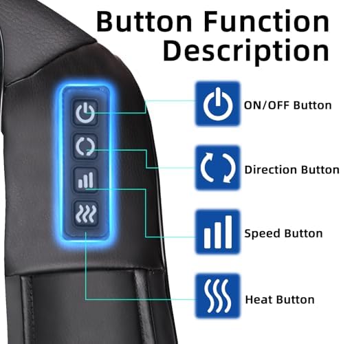 Joyset Shiatsu Neck and Back Massager with Heat,Electric Shoulder Massager for Pain Relief Deep Tissue,3D Kneading Massage with Cloth Cover Easy to Clean Best Gift for Men Women Parents