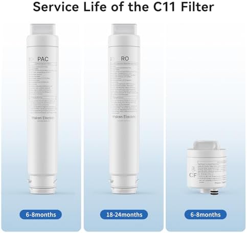 Waken Electric C11 3-Piece Replacement Filter Set with 1 PAC, 1 RO, and 1 CF
