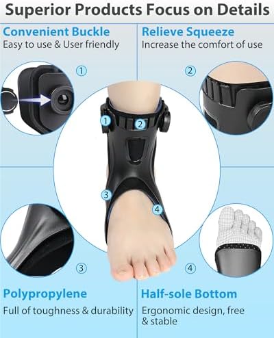 Professional AFO Drop Foot Brace Orthosis for Stroke Hemiplegia Varus Foot Drop, Improve Walking Gait & Relieve Pain, Lightweight Foot Drop Brace for Men & Women, L - Right