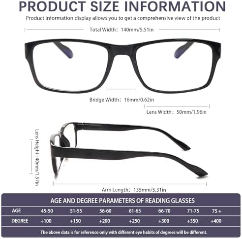 Reading Glasses Men/Women,Blue Light Readers for Men/Women,Computer Eye Glasses,Lightweight Eyeglasses