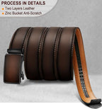 KEMISANT Men Belt Ratchet Click Belt Genuine Leather Adjustable For Men Golf Dress Casual Jeans 1 3/8-Cut For Fit