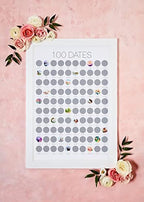 Ivvy & Co. TBD 100 Date Scratch Off Poster - Date Night Wish List Anniversary for Couples Date Night Ideas Birthday for Women
