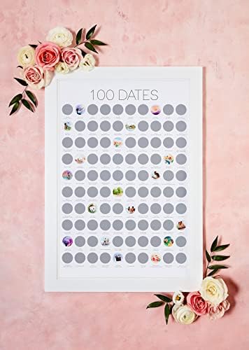 Ivvy & Co. TBD 100 Date Scratch Off Poster - Date Night Wish List Anniversary for Couples Date Night Ideas Birthday for Women