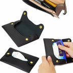 Pocket Tissue Holder - Tissue Holder | Travel Pouch for Tissue | Pocket Paper Towel | Tissue Bag Holder | Paper Towel Pu Leather Case | Paper Box Bag | Tissue Storage Bag (Black)