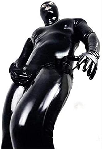 Men's Shiny Patent Black Leather cat Suit Full Body Men Sexy Latex Tight Zipper Jumpsuit Rubber Clothing