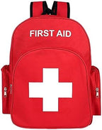 Red Emergency Bag First Aid Backpack Empty Medical First Aid Bag Treatment First Responder Trauma Bags for Camping Cycling Outings Daycare