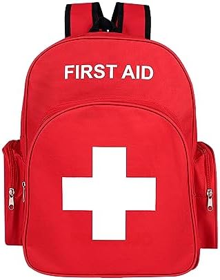 Red Emergency Bag First Aid Backpack Empty Medical First Aid Bag Treatment First Responder Trauma Bags for Camping Cycling Outings Daycare