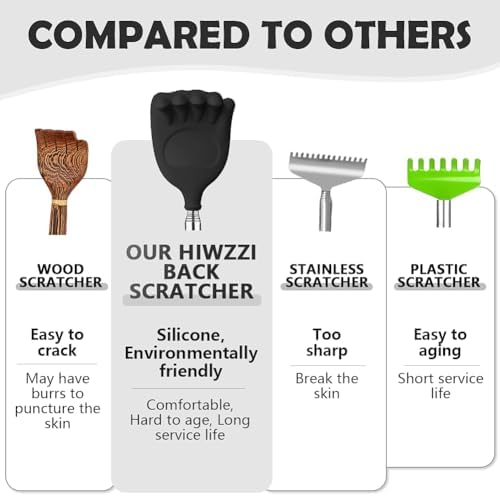 Back Scratcher Extendable Silicone Bear Claw Manual Massager Tool Telescoping Stocking Stuffers Black for Itches Lotion Application Spa Men Women Kids Adults Baby the Disabled