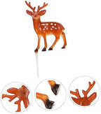 10pcs Sika Deer Cake Toppers Reindeer Decorative Picks for Christmas Party 3D Deer Shape Cake Insert Cards
