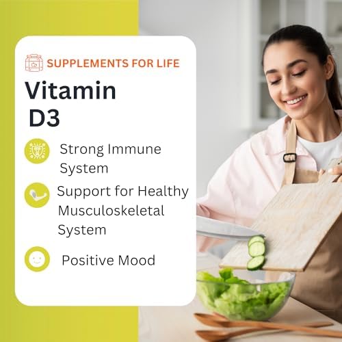 Vitamin D3 Supplement - Supports Healthy Bones, Teeth, Muscles and Immune Health - Vitamin d 4000 IU - 90 Softgels, 3 Months Supply