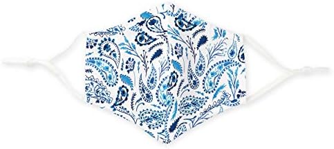 WEDDINGSTAR 3-Ply Adult Washable Cloth Face Mask Reusable and Adjustable with Filter Pocket - Blue Paisley