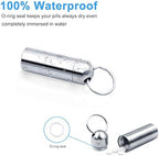 SHD Pill Box Keychain Waterproof Single Chamber Stainless Steel Pill Organizer for Outdoor Travel Camping