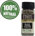 Pride of India – Black Pepper Ground – Ideal for Gourmet Dishes/Soups/Stews/Rubs – Fresh & Preservatives Free – Warming Spice – Easy to Use – 1.65 oz. Small Dual Sifter Jar