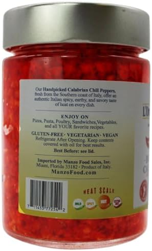 Crushed Calabrian Chili Peppers Paste, 9.8 oz (280 g) Spread, Chopped, Grown and Packed in Calabria Italy, Authentic Italian, Spicy and Savory Taste, L'Oro Del Sud