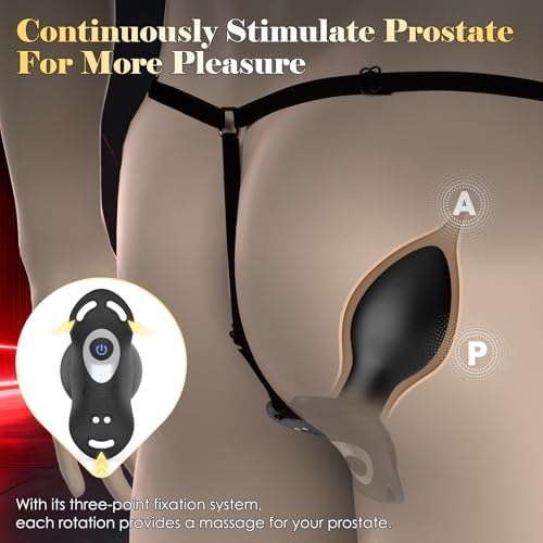 Rumpo Prostate Massager Anal Plug Vibrator, Remote Control Male Sex Toy Wearable Butt Plug Vibrating with 10 Vibration & Rotating Modes, Hands Free Bondage Gear for Man Women & Couples