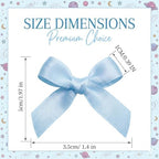 100PCS Mini Blue Bows Decoration, Tiny Satin Ribbon Ornaments for DIY, Crafts, Favors, Fit for Party, Birthday, Baby Shower, Christmas, Wedding, Boy's Party, Easter