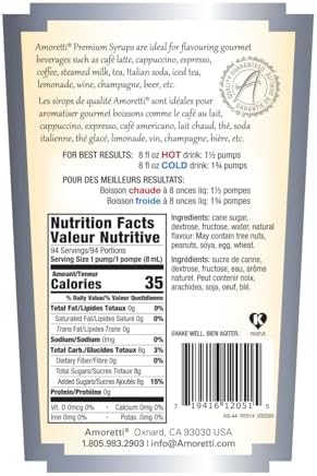 Amoretti - Premium Wild Strawberry Syrup, 94 Servings Per Bottle (750 ml), with Pump for Flavoring Coffees, Cocktails, and other Beverages, Gluten Free, GMO/GEO Free, Preservative Free