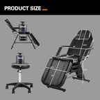 Facial Chair, 73 Tattoo Chair for Client, 3-Section Adjustable Massage Table with Stool, Multipurpose Beauty Beds Salon Equipment for Esthetician, Tattoo Shop, Spa (Black)