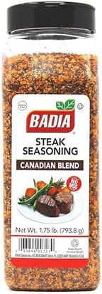 Badia Steak Seasoning Canadian Blend, 28 oz – Savory Salt, Garlic & Spice Mix with Paprika, Smoky Grill Rub for Steaks, Burgers, Pork, Chicken, Gluten Free