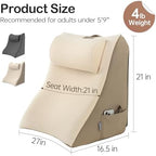 Vekkia 21” Extra-Wide Back Pillow with Adjustable Headrest, 2-in-1 Ergonomic Dual-Layer Wedge Backrest for Sitting/Reclining, Lumbar & Neck Support, Bed, Sofa & Floor, Reading, TV, Lounging & Gaming