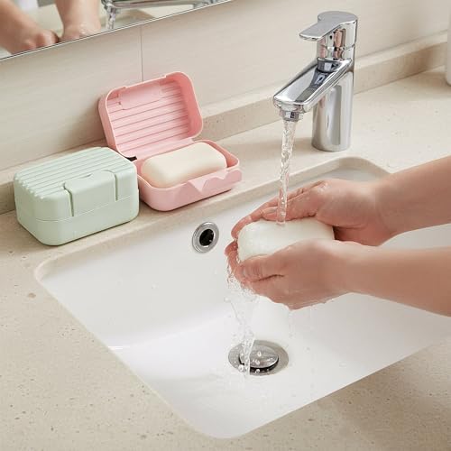 3 Pack Portable Bar Soap Holder Plastic Soaps Dish with Lid Cover Travel Soap Container Leakproof Storage Container Soaps Box for Bathroom Shower Kitchen Sink Travel Camping Hiking Gym Outdoor