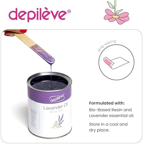 Depileve Strip Wax for Hair Removal - Lavender Rosin Wax for Sensitive Skin - Full-Body - Ideal for Delicate Areas - Moisturizing Strip - for Salon and At-Home Use - 14 oz