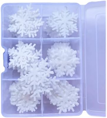 50Pcs Edible Snowflakes Cupcake &Cake Topper Christmas Anniversary Wedding Cake Decoration Made By Rice Paper (White)
