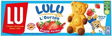 Lu Cookies | Bear Cakes Cookies Strawberry Filling 5 Bags | Lu Biscuits | Belgian Cookies | 5,2 Ounce Total