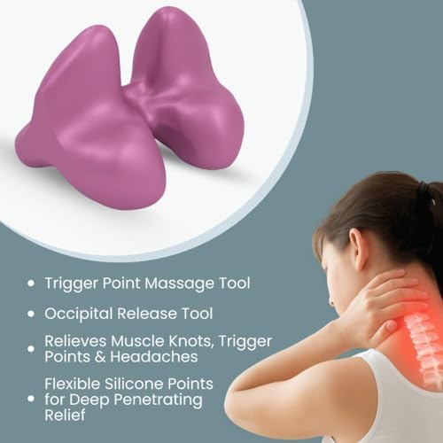 Neck Massager for Neck Pain Relief, Occipital Release Tool, New Flexible Silicone Design Relieves Pain, Tension, Trigger Points, Without the Discomfort of Hard Plastic