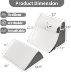 4PCS Orthopedic Bed Wedge Pillow Set for Post Surgery & Pain Relief, Adjustable Wedge Pillow for Back,Acid Reflux,Sitting up in Bed,Recovery,Snoring,Body Pillow for Sleeping (White/Dark Grey)