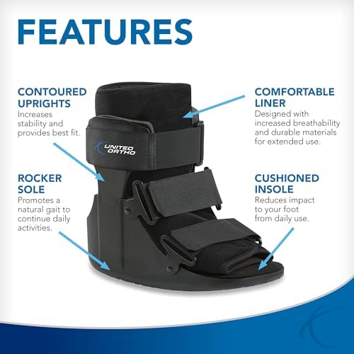 United Ortho USA14013 Short Cam Walker Fracture Boot, Small, Black