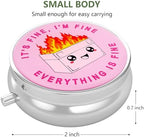 Nipichsha Pill Box, Small Pill Case for Purse & Pocket, Cute Travel Medicine Organizer, Portable Medicine Container Holder to Hold Vitamins, Medication, Fish Oil & Supplement, Pink Cute Dumpster