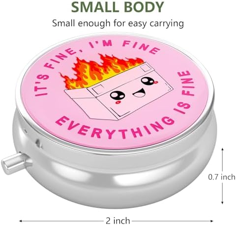 Nipichsha Pill Box, Small Pill Case for Purse & Pocket, Cute Travel Medicine Organizer, Portable Medicine Container Holder to Hold Vitamins, Medication, Fish Oil & Supplement, Pink Cute Dumpster