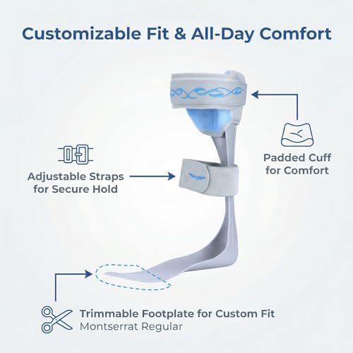 AFO Drop Foot Brace - Lightweight & Moldable Stabilizer Brace for Men and Women, Trimmable Foot Drop Support for Stroke, MS, Hemiplegia, Fits Inside Most Shoes (Medium, Right)