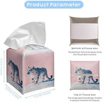 Snow Leopard Art 5.2-Inch Square PU Leather Tissue Box Cover – Hand-Stitched, Removable Liner, Bathroom, Bedroom, Living Room, Office, Gift for Snow Leopard & Animal Lovers