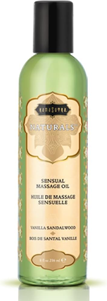 Kama Sutra Naturals Massage Oil Vanilla Sandalwood– 8 fl oz - Massage Oil for Body - Natural Carrier Oils - Sensual Massage for Couples, Women, and Men