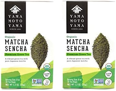 Yamamotoyama Organic Matcha Sencha Premium Green Tea (2 Pack, Total of 16oz)