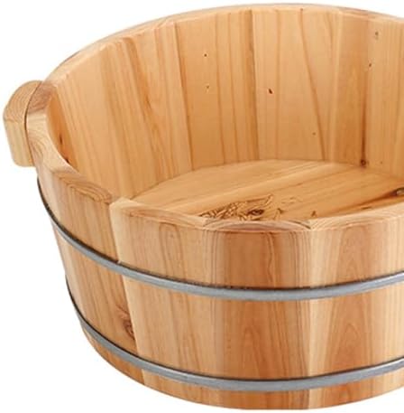 Generic Wooden Foot Bath Basin, Wooden Foot Tub, Bucket with Handle, Barrel, Foot Bath Bucket, Soothing Surface, Foot Bath, 16x36cm A.