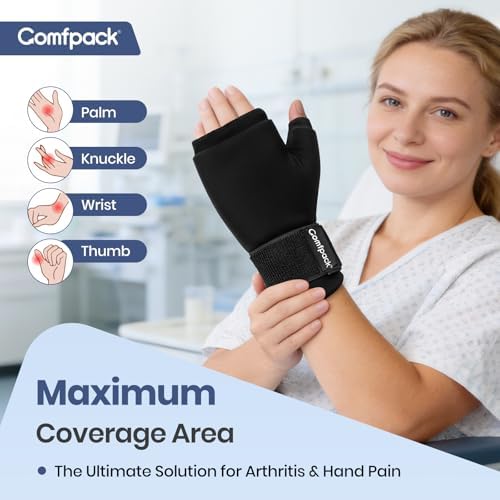 Hand Ice Pack Glove, Soft Gel Thumb & Wrist Ice Pack Wrap Reusable Hot Cold Therapy Compress for Arthritis, Tenosynovitis, Swelling, Surgery, Tendonitis, Carpal Tunnel, Trigger Finger