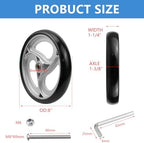 Semetall 8" Walker Wheels, 2PCS Anti-Slip Rubber Replacement Wheels for Rollators, Wheelchairs & Strollers
